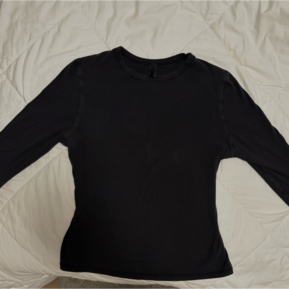 Skims Size Medium Black Cotton Long Sleeve